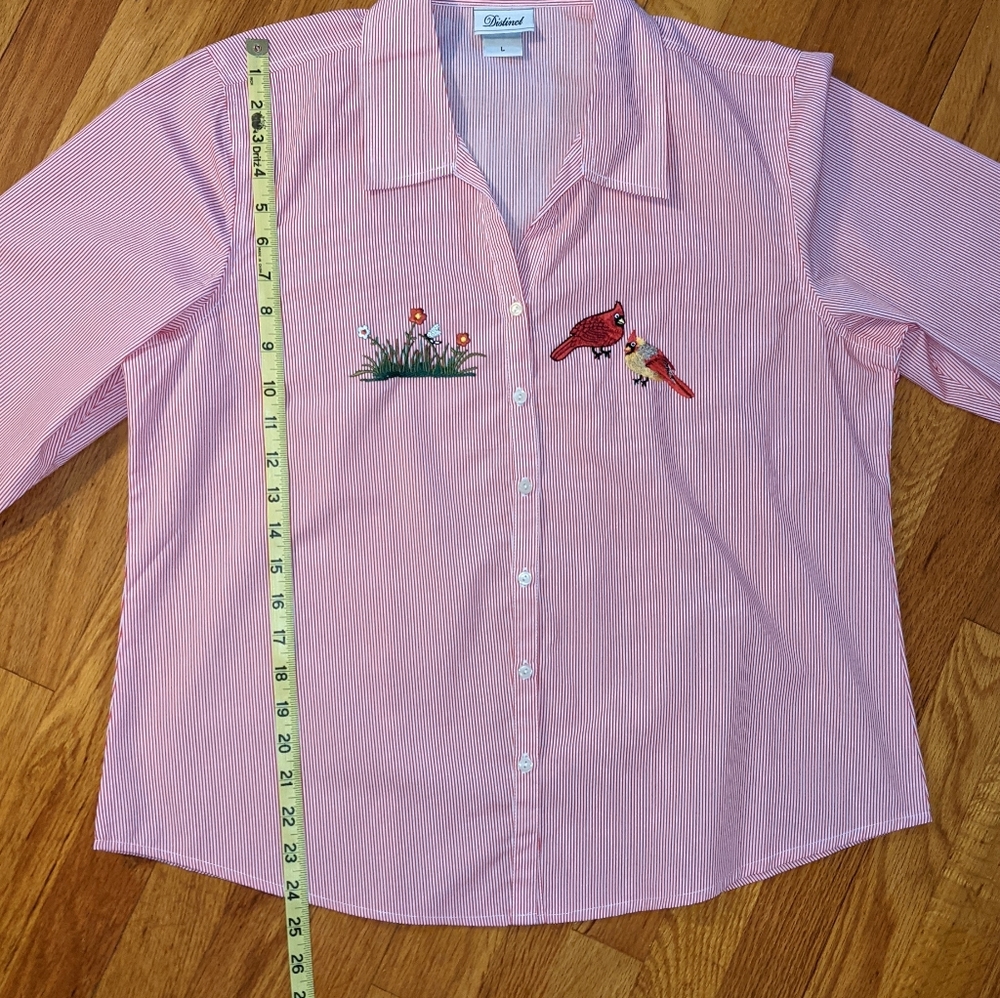 Vintage Distinct Striped Button Down Top Large - Picture 11 of 12